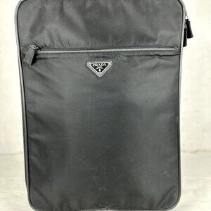 Authentic Prada Black Nylon Rolling Suitcase Wheeled Travel Bag Trolley